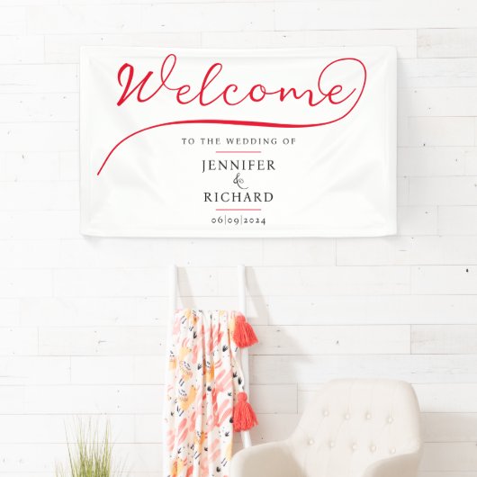 Minimalistisches Begrüßungsrot und weißes stylisch Banner (Insitu)