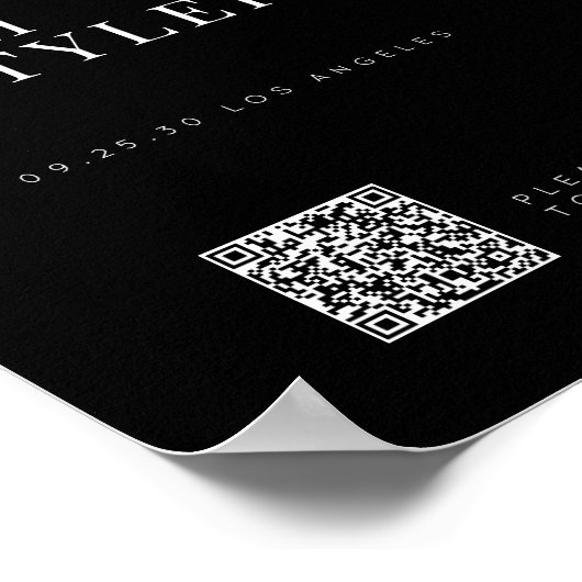 Minimalistisches Begrüßungszeichen QR CODE Poster (Ecke)