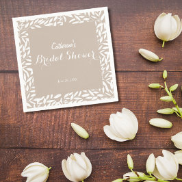 Minimalistisches Beige Blätter Brautparty Serviette