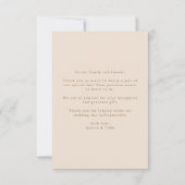 Minimalistisches Beige-Hochzeitssemble-Foto Dankeskarte (Rückseite)