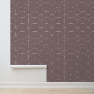 Minimalistisches Beige Line-Muster auf Mauve Tapete