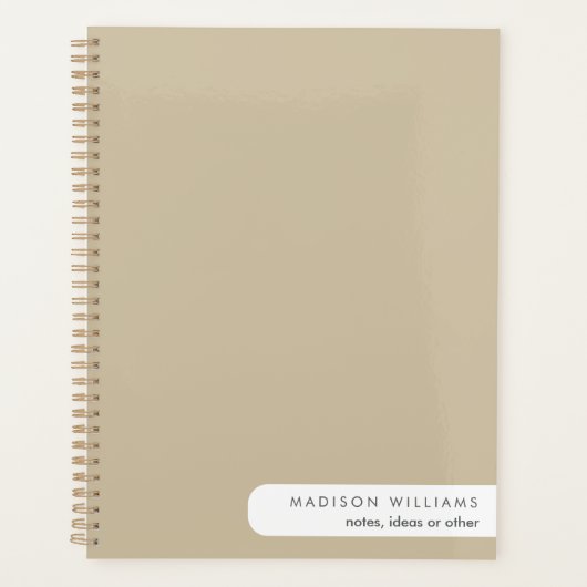 Minimalistisches Beige-Notebook | Personalisiert Planer (Vorderseite)