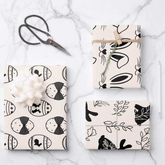 Minimalistisches Beige Ostergebäck & Egg Set 3 Geschenkpapier Set (Vorderseite)