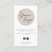 Minimalistisches Beige-QR-Code-Logo Visitenkarte (Vorderseite)