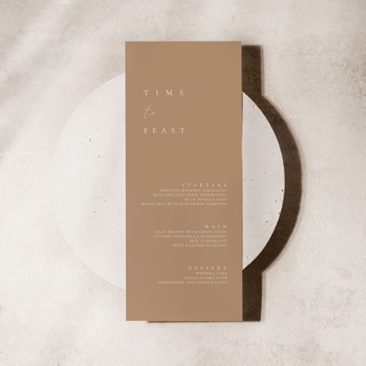 Minimalistisches Beige- und Elfenbeinmenü Menükarte