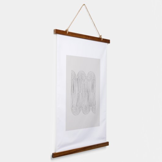 Minimalistisches Beige Wandteppich Mit Holzrahmen (Gewinkelt)