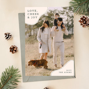 Minimalistisches Beige Weihnachtsfamilien-Foto Feiertagskarte