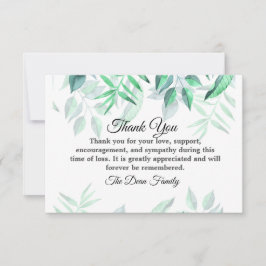 Minimalistisches Beileid Beerdigung Grüne Landscha Dankeskarte