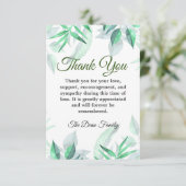 Minimalistisches Beileid Beerdigung Grüne Landscha Dankeskarte (Stehend Vorderseite)