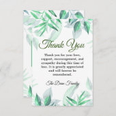 Minimalistisches Beileid Beerdigung Grüne Landscha Dankeskarte (Vorne/Hinten)