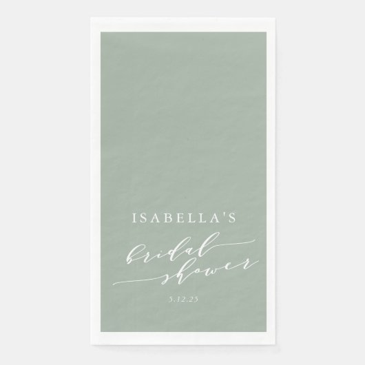 Minimalistisches benutzerdefiniertes Dusty Sage Gr Serviette (Vorderseite)