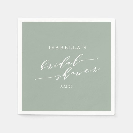 Minimalistisches benutzerdefiniertes Dusty Sage Gr Serviette (Vorderseite)