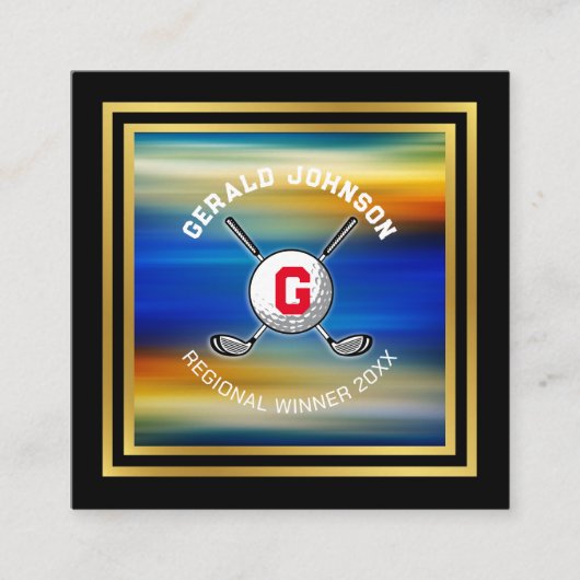 Minimalistisches, benutzerdefiniertes Golf Monogra Quadratische Visitenkarte (Vorderseite)