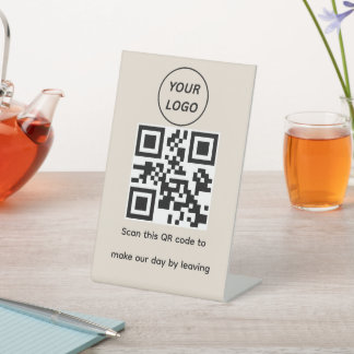 Minimalistisches benutzerdefiniertes Logo QR-Code- Sockelschild