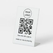 Minimalistisches benutzerdefiniertes Logo QR-Code Sockelschild (Vorderseite)