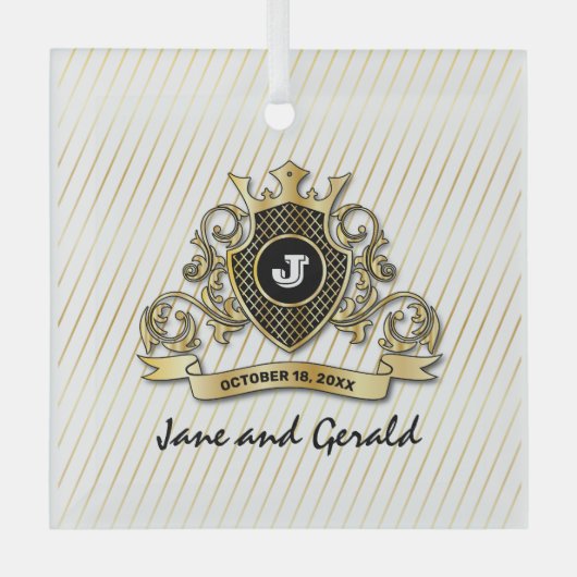 Minimalistisches, benutzerdefiniertes Monogramm-De Ornament Aus Glas (Vorderseite)