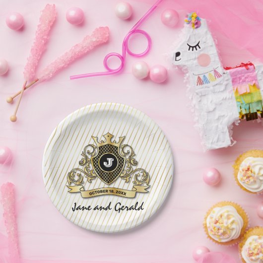 Minimalistisches, benutzerdefiniertes Monogramm-De Pappteller (Party)