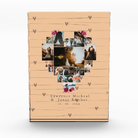 Minimalistisches, benutzerdefiniertes Rosa 18 Herz Fotoblock (Vorderseite)