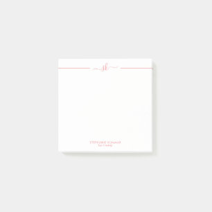 Minimalistisches benutzerdefiniertes rosa Skript-M Post-it Klebezettel