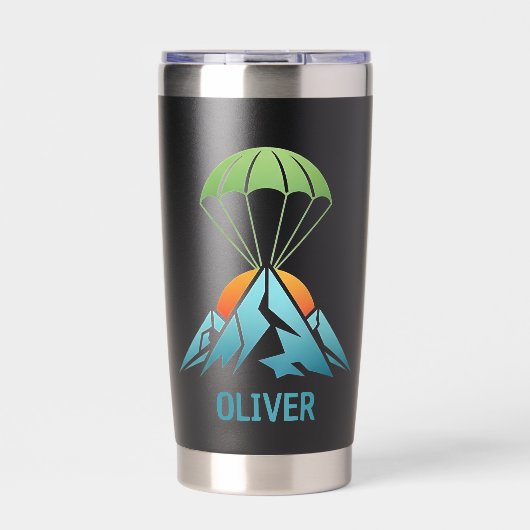 Minimalistisches Berg-Parachute-Logo Thermobecher (Vorderseite)