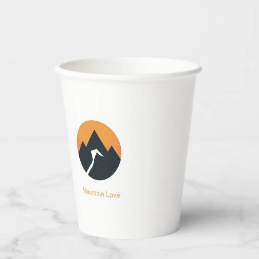Minimalistisches Berg-Sonnenuntergangs-Design Pappbecher (Vorderseite)