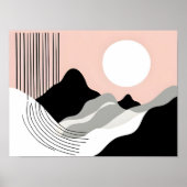 Minimalistisches Bergpanorama mit wachsender Sonne Poster (Vorne)