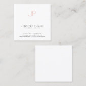 Minimalistisches Berufliches Design Rosa Weiß Quadratische Visitenkarte (Vorne/Hinten)