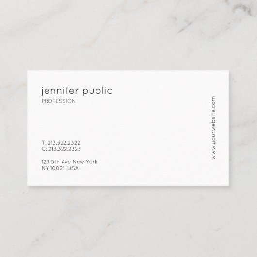 Minimalistisches Berufliches Elegantes Einfaches U Visitenkarte (Rückseite)