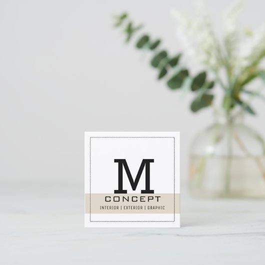 Minimalistisches Berufliches Elegantes Knochen Quadratische Visitenkarte (Stehend Vorderseite)