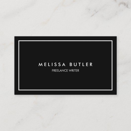 Minimalistisches Berufliches Elegantes Schwarz-Wei Visitenkarte (Vorderseite)