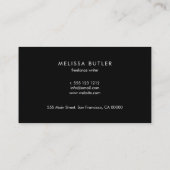 Minimalistisches Berufliches Elegantes Schwarzes M Visitenkarte (Rückseite)