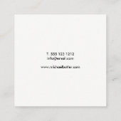Minimalistisches berufliches elegantes Schwarzes Quadratische Visitenkarte (Rückseite)