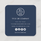 Minimalistisches Berufliches Logo QC Code Navy Blu Quadratische Visitenkarte (Vorderseite)