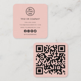 Minimalistisches Berufliches Logo QR-Code Rosa Quadratische Visitenkarte