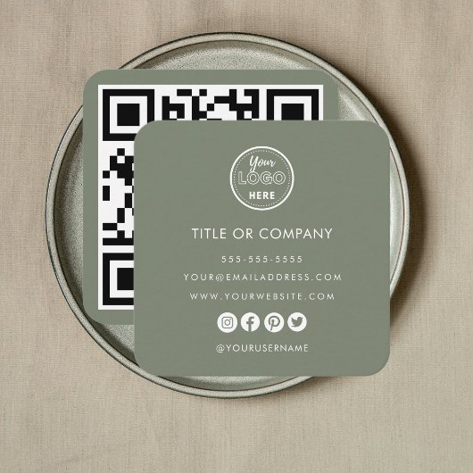 Minimalistisches Berufliches Logo Qr Codeanzeige G Quadratische Visitenkarte