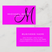 Minimalistisches Berufliches Magenta Monogramm Visitenkarte (Vorne/Hinten)