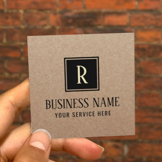 Minimalistisches Berufliches Monogramm-Logo Rustik Quadratische Visitenkarte