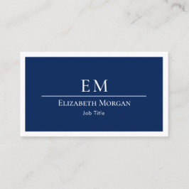 Minimalistisches Berufliches Navy Blue White Visitenkarte