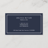 Minimalistisches Berufliches Navy Visitenkarte (Rückseite)