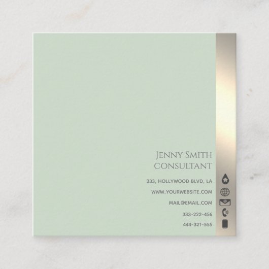 Minimalistisches, berufliches Neo-Minze-Gold Quadratische Visitenkarte (Vorderseite)