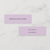 Minimalistisches berufliches Pastelllila Mini Visitenkarte (Vorne/Hinten)