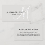 Minimalistisches berufliches Platin-Monogramm Visitenkarte (Vorne/Hinten)