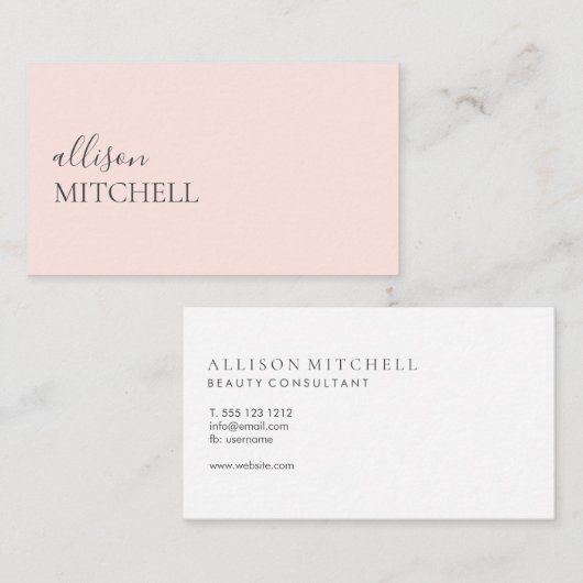 Minimalistisches Berufliches Rosa Visitenkarte (Vorne/Hinten)