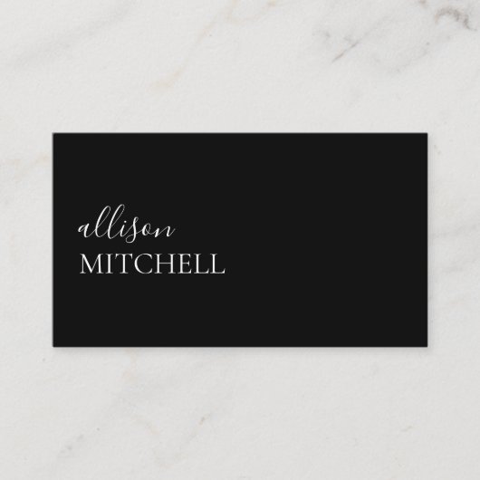 Minimalistisches Berufliches Skript Elegante Schwa Visitenkarte (Vorderseite)