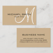 Minimalistisches Berufliches Tan Monogramm Visitenkarte (Vorne/Hinten)