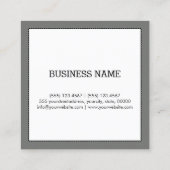 Minimalistisches Berufliches Weißnickel Quadratische Visitenkarte (Rückseite)