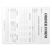 Minimalistisches Bestellformular Notizblock (Vorderseite)