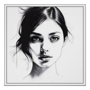 Minimalistisches Bild eines Mädchens Poster