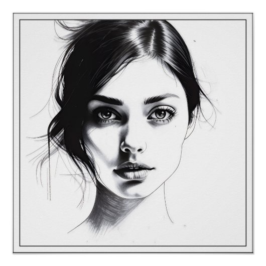 Minimalistisches Bild eines Mädchens Poster (Vorderseite)