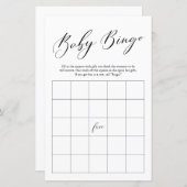 Minimalistisches Bingo Baby Showspiel (Vorne/Hinten)
